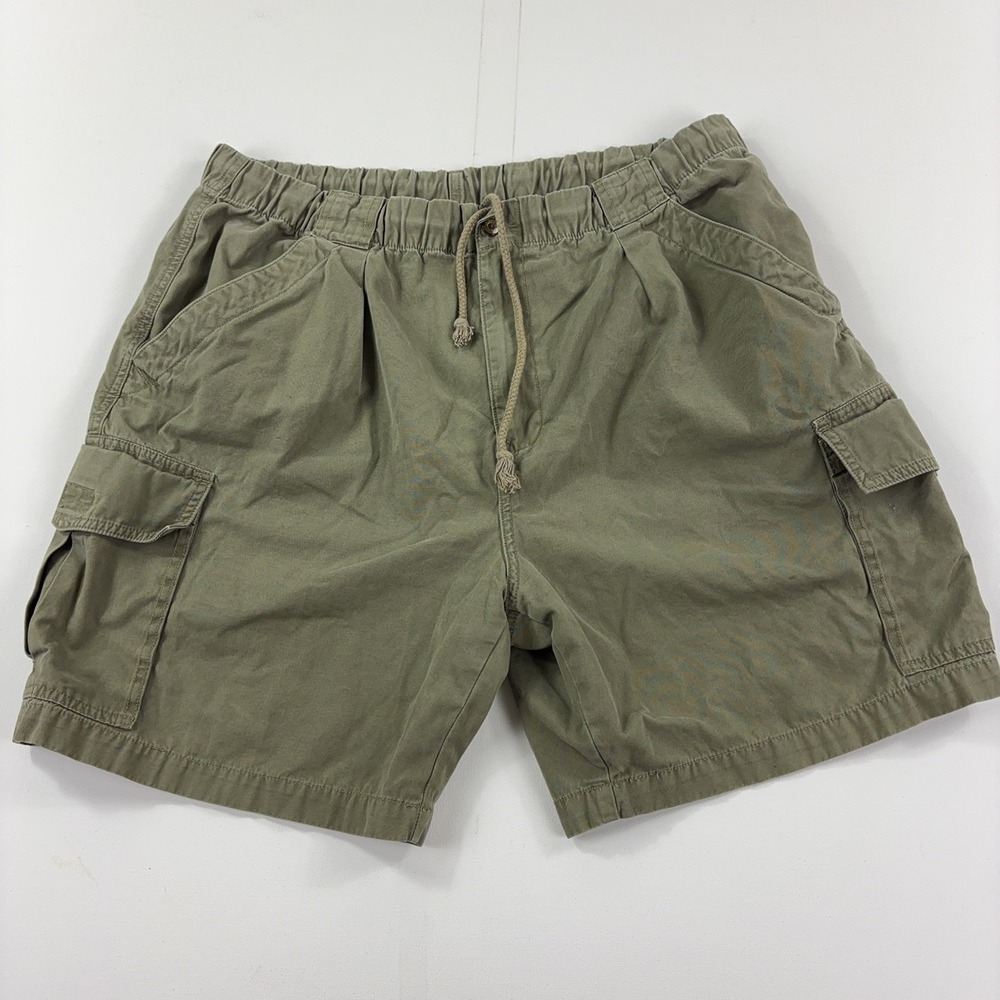 Tommy Bahama Cargo Shorts Mens XL Green Cotton Elastic Waist 9 Inseam Casual